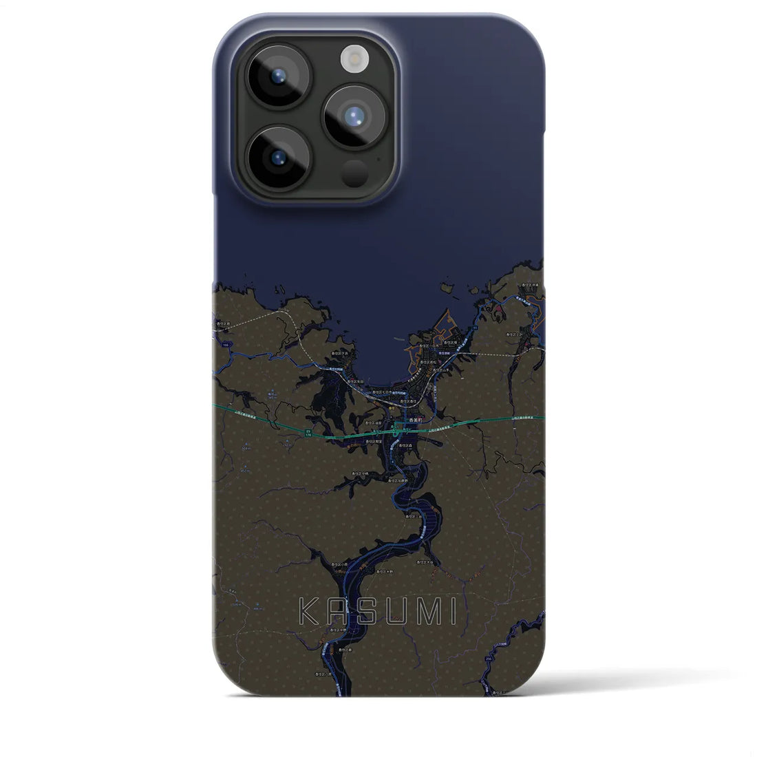 【香住】地図柄iPhoneケース（バックカバータイプ・ブラック）iPhone 15 Pro Max 用