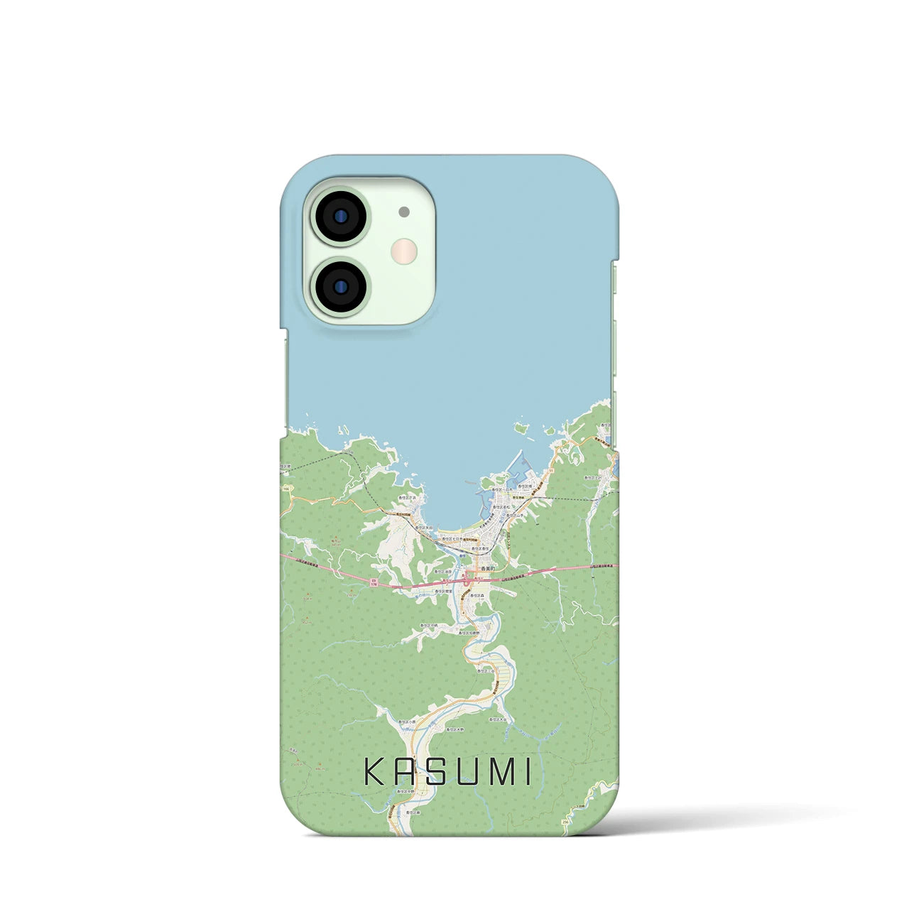 【香住】地図柄iPhoneケース（バックカバータイプ・ナチュラル）iPhone 12 mini 用