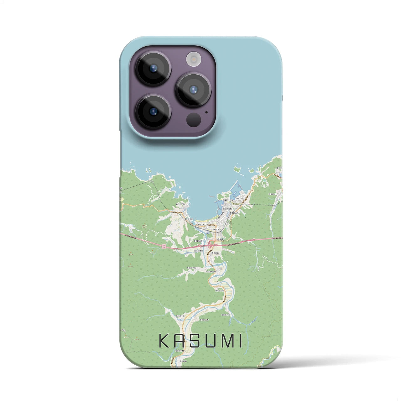 【香住】地図柄iPhoneケース（バックカバータイプ・ナチュラル）iPhone 14 Pro 用