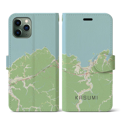 【香住（兵庫県）】地図柄iPhoneケース（手帳タイプ）ナチュラル・iPhone 11 Pro 用