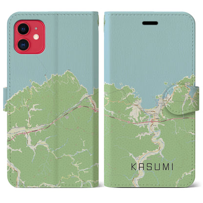 【香住（兵庫県）】地図柄iPhoneケース（手帳タイプ）ナチュラル・iPhone 11 用