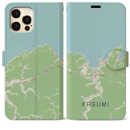 【香住（兵庫県）】地図柄iPhoneケース（手帳タイプ）ナチュラル・iPhone 12 Pro Max 用
