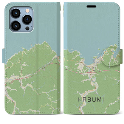 【香住（兵庫県）】地図柄iPhoneケース（手帳タイプ）ナチュラル・iPhone 13 Pro Max 用