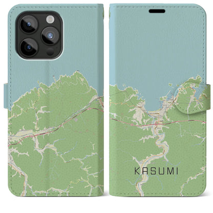 【香住（兵庫県）】地図柄iPhoneケース（手帳タイプ）ナチュラル・iPhone 15 Pro Max 用