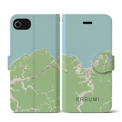 【香住（兵庫県）】地図柄iPhoneケース（手帳タイプ）ナチュラル・iPhone SE（第3 / 第2世代） / 8 / 7 / 6s / 6 用