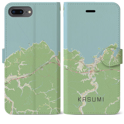 【香住（兵庫県）】地図柄iPhoneケース（手帳タイプ）ナチュラル・iPhone 8Plus /7Plus / 6sPlus / 6Plus 用