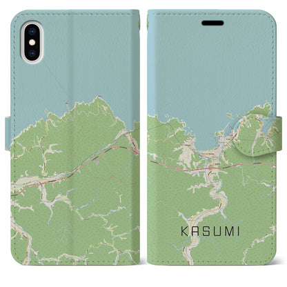 【香住（兵庫県）】地図柄iPhoneケース（手帳タイプ）ナチュラル・iPhone XS Max 用