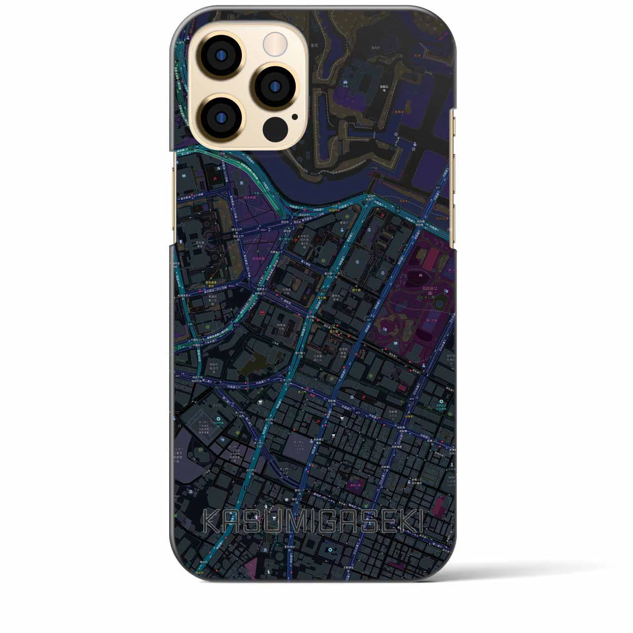 【霞ケ関】地図柄iPhoneケース（バックカバータイプ・ブラック）iPhone 12 Pro Max 用