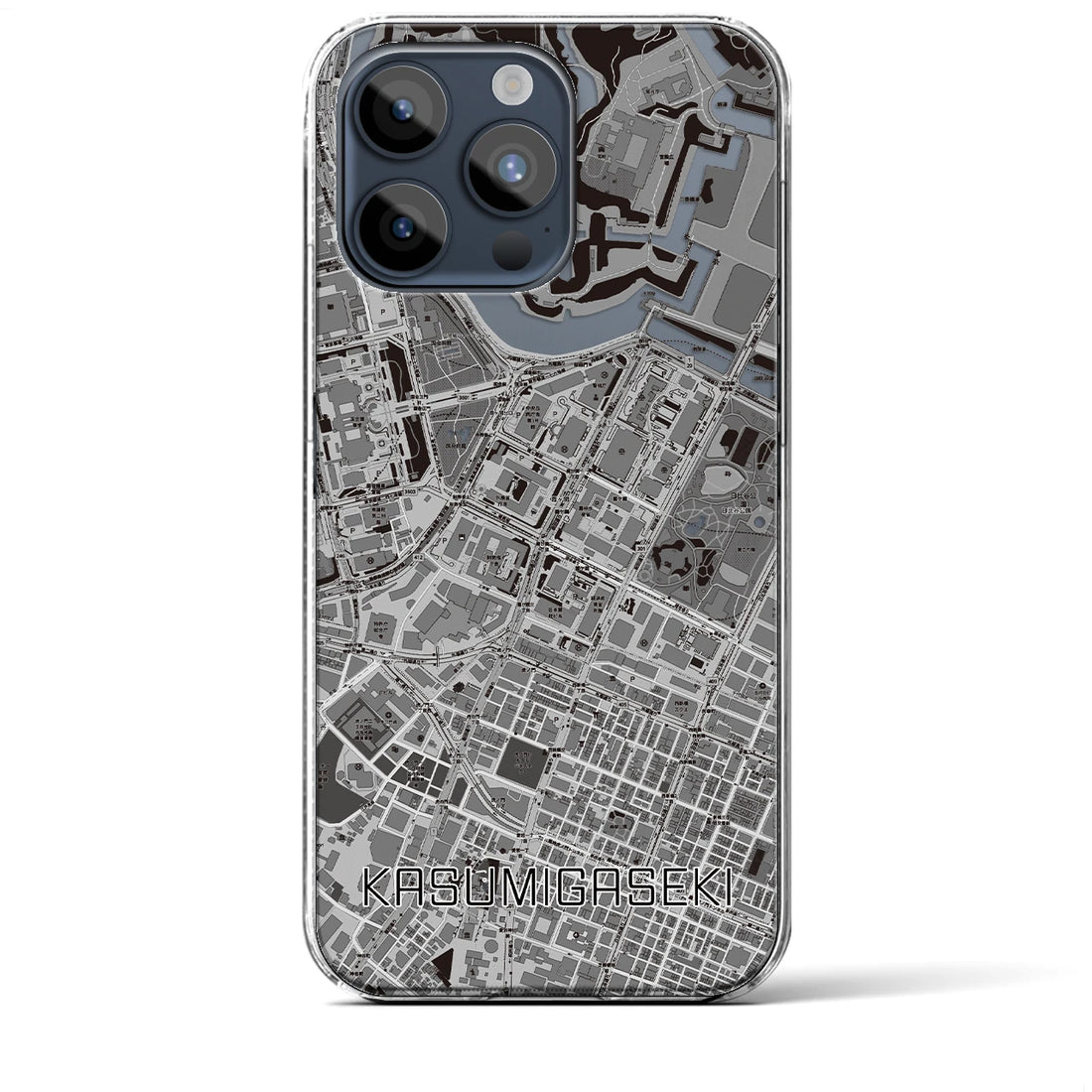 【霞ケ関】地図柄iPhoneケース（クリアタイプ・モノトーン）iPhone 15 Pro Max 用