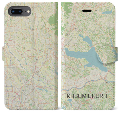 【霞ヶ浦（茨城県）】地図柄iPhoneケース（手帳タイプ）ナチュラル・iPhone 8Plus /7Plus / 6sPlus / 6Plus 用