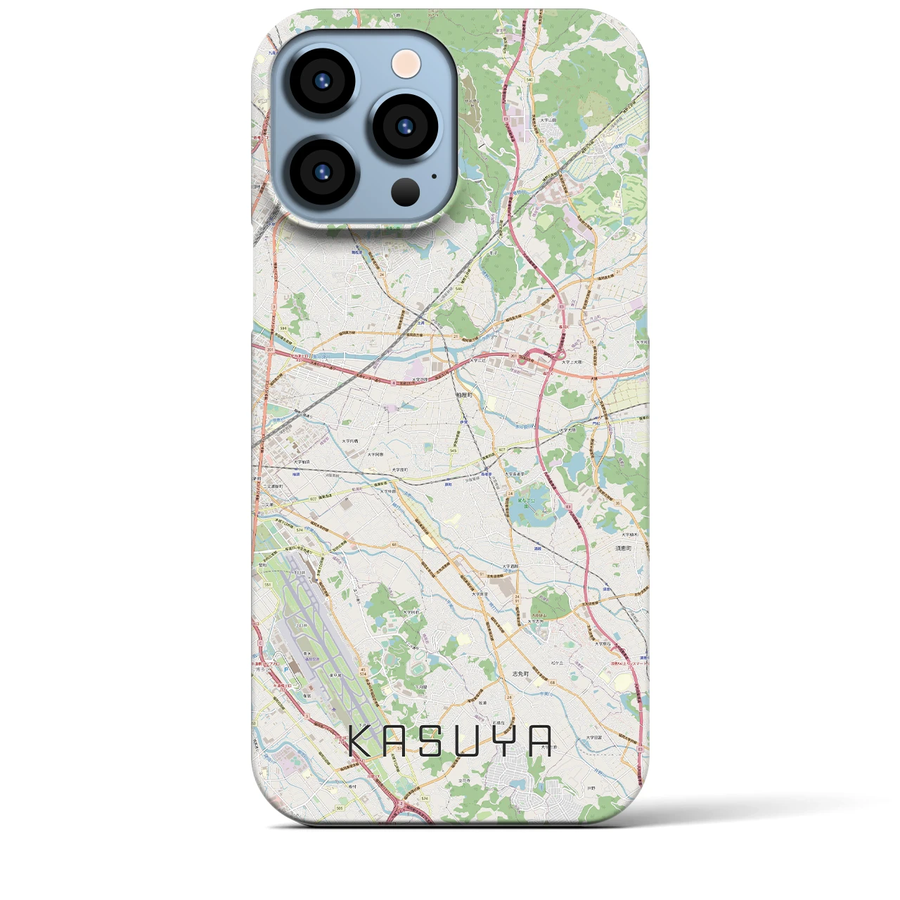 【粕屋】地図柄iPhoneケース（バックカバータイプ・ナチュラル）iPhone 13 Pro Max 用