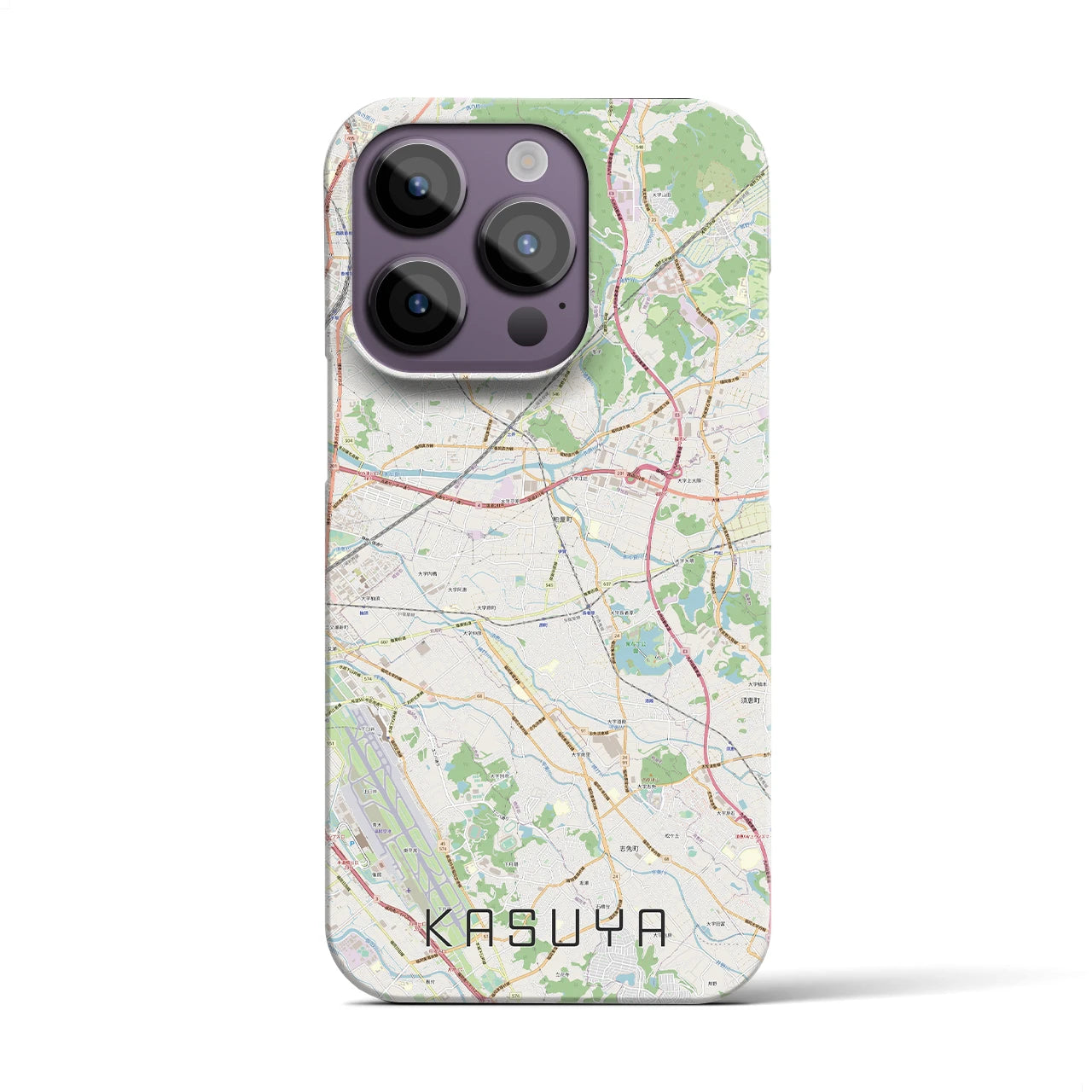 【粕屋】地図柄iPhoneケース（バックカバータイプ・ナチュラル）iPhone 14 Pro 用