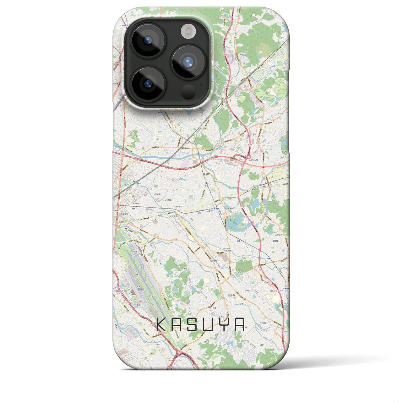 【粕屋】地図柄iPhoneケース（バックカバータイプ・ナチュラル）iPhone 15 Pro Max 用