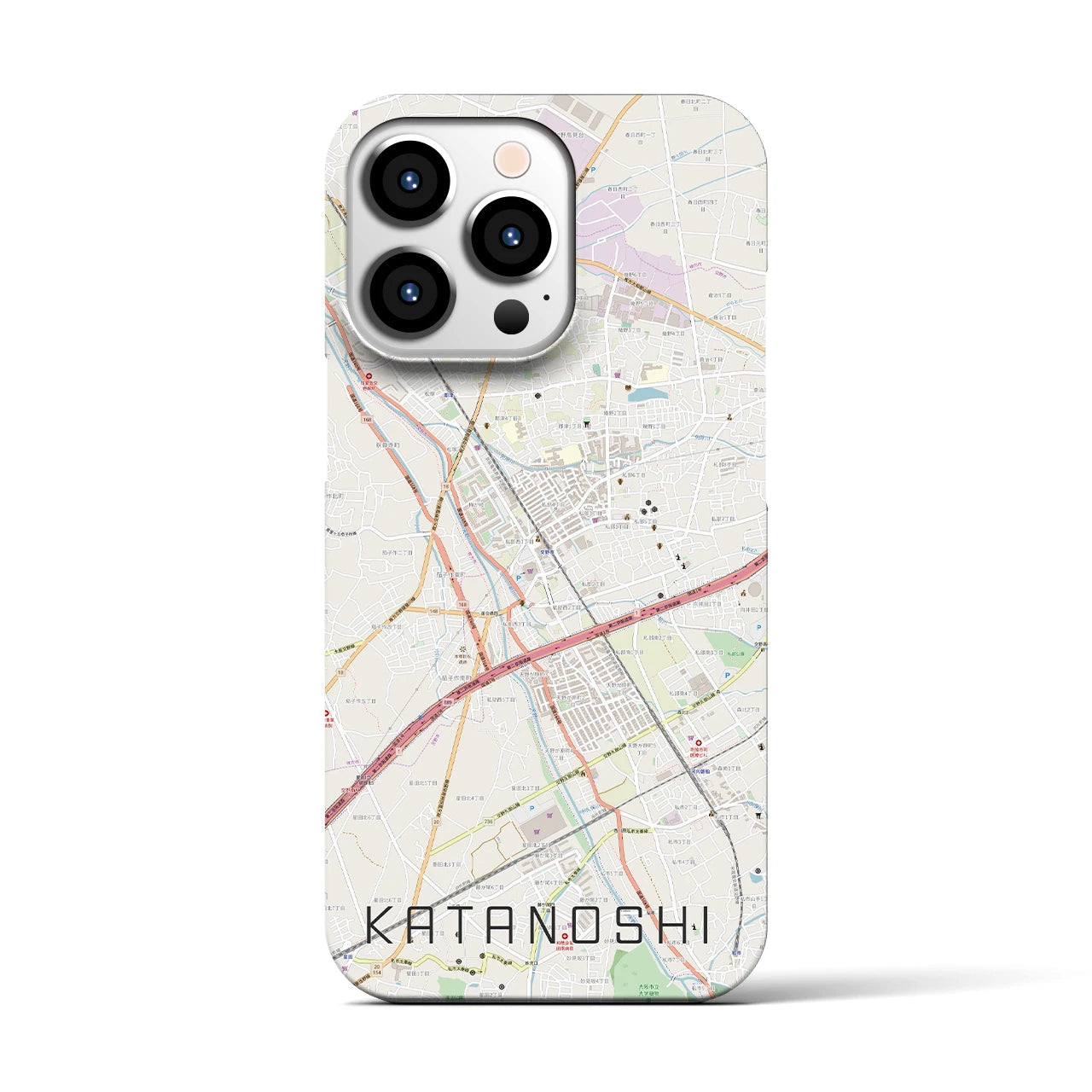【交野市】地図柄iPhoneケース（バックカバータイプ・ナチュラル）iPhone 13 Pro 用