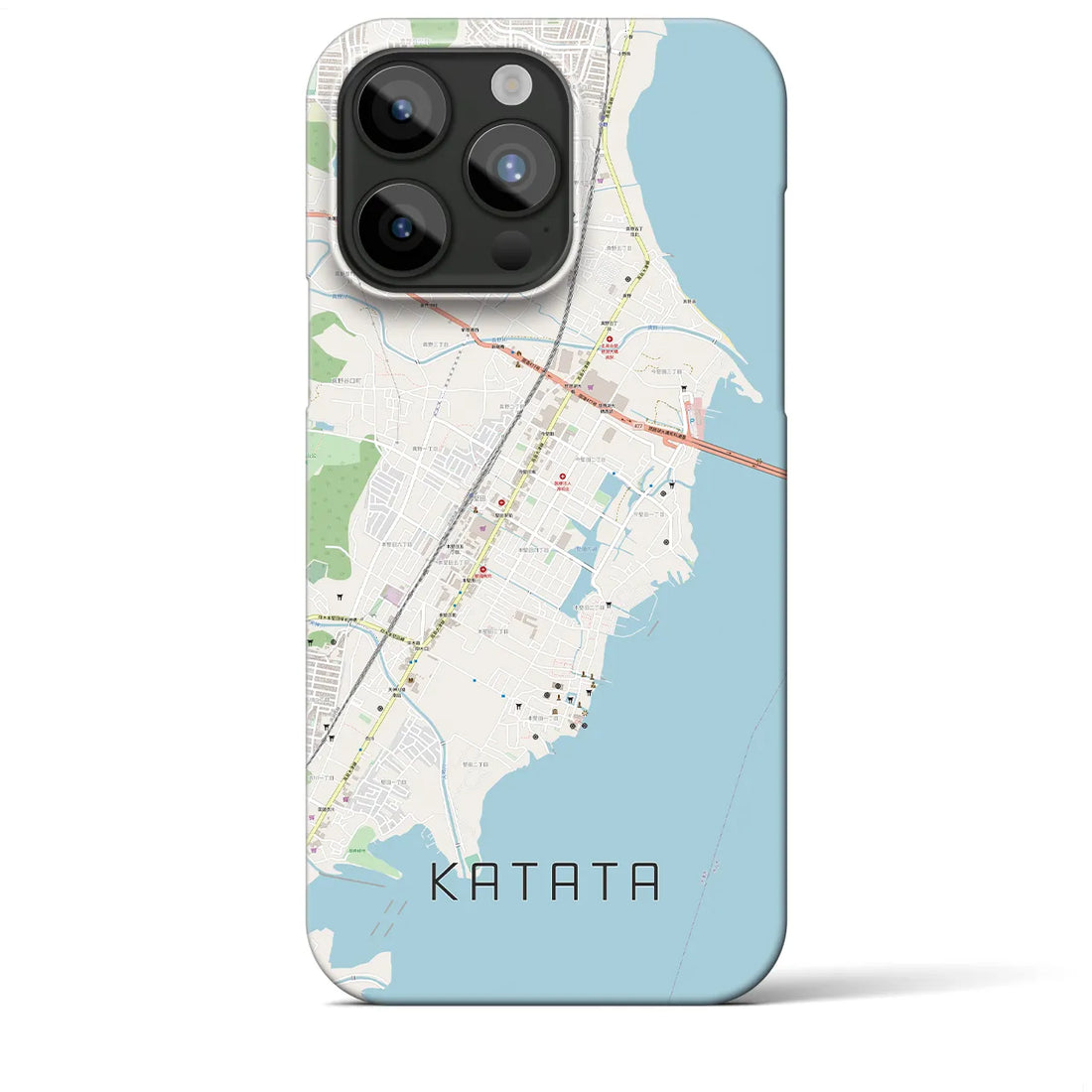 【堅田】地図柄iPhoneケース（バックカバータイプ・ナチュラル）iPhone 15 Pro Max 用