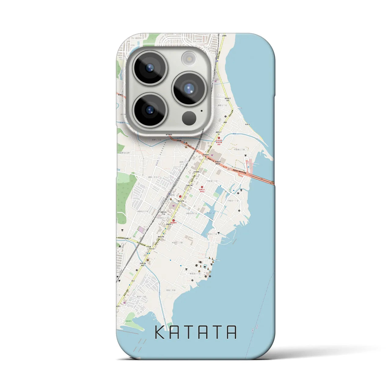 【堅田】地図柄iPhoneケース（バックカバータイプ・ナチュラル）iPhone 15 Pro 用