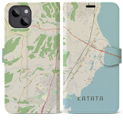 【堅田（滋賀県）】地図柄iPhoneケース（手帳タイプ）ナチュラル・iPhone 14 Plus 用