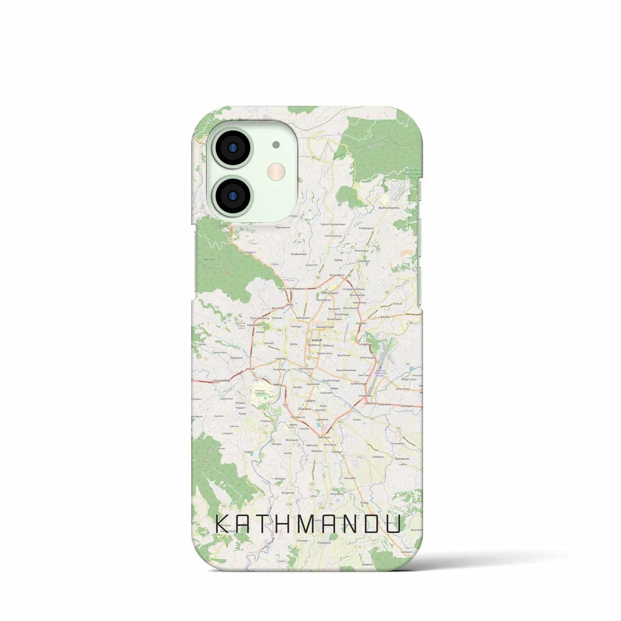 【カトマンズ】地図柄iPhoneケース（バックカバータイプ・ナチュラル）iPhone 12 mini 用