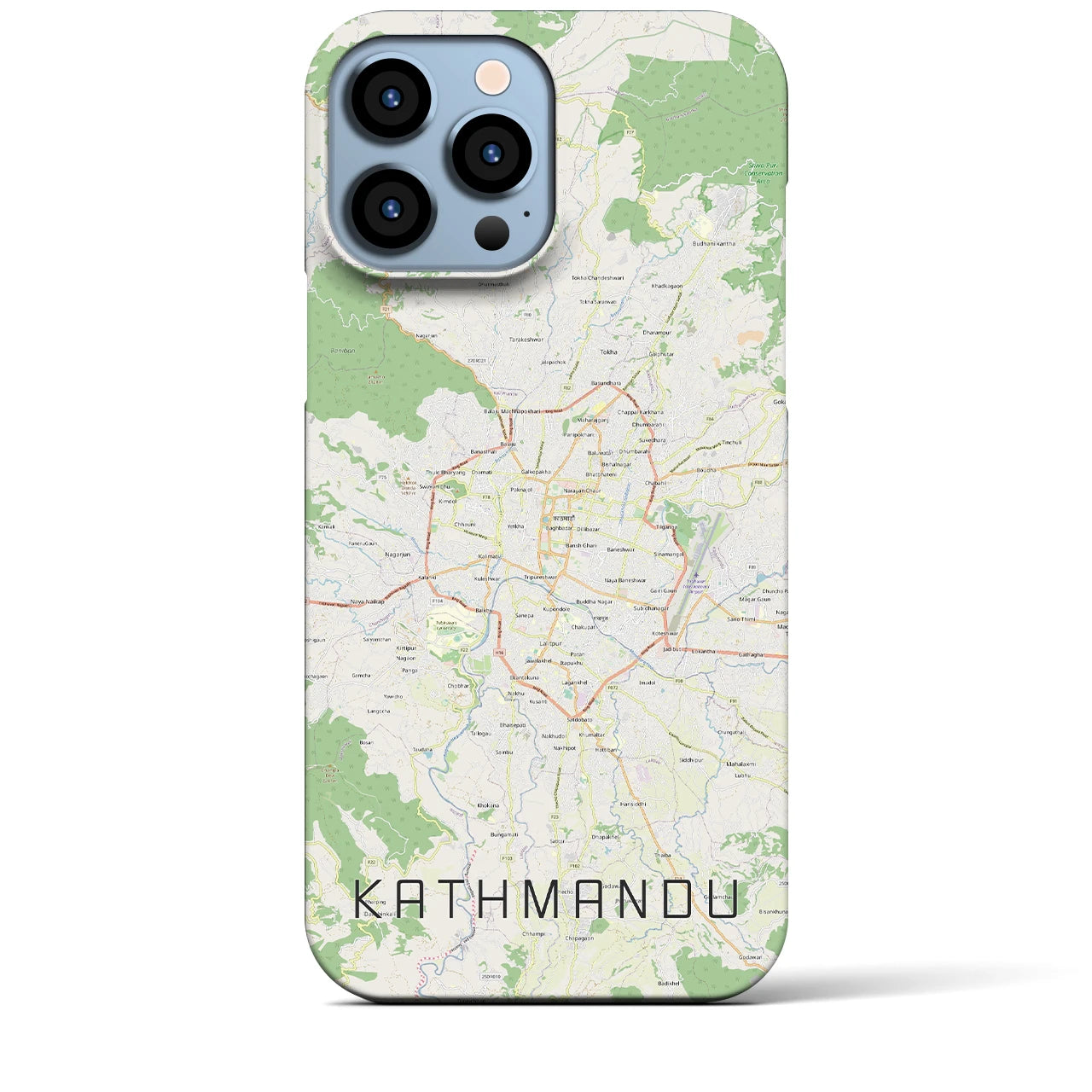 【カトマンズ】地図柄iPhoneケース（バックカバータイプ・ナチュラル）iPhone 13 Pro Max 用