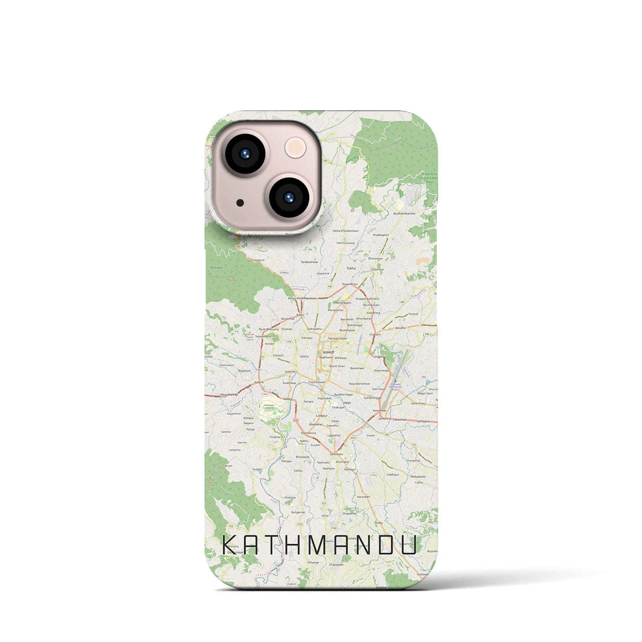 【カトマンズ】地図柄iPhoneケース（バックカバータイプ・ナチュラル）iPhone 13 mini 用