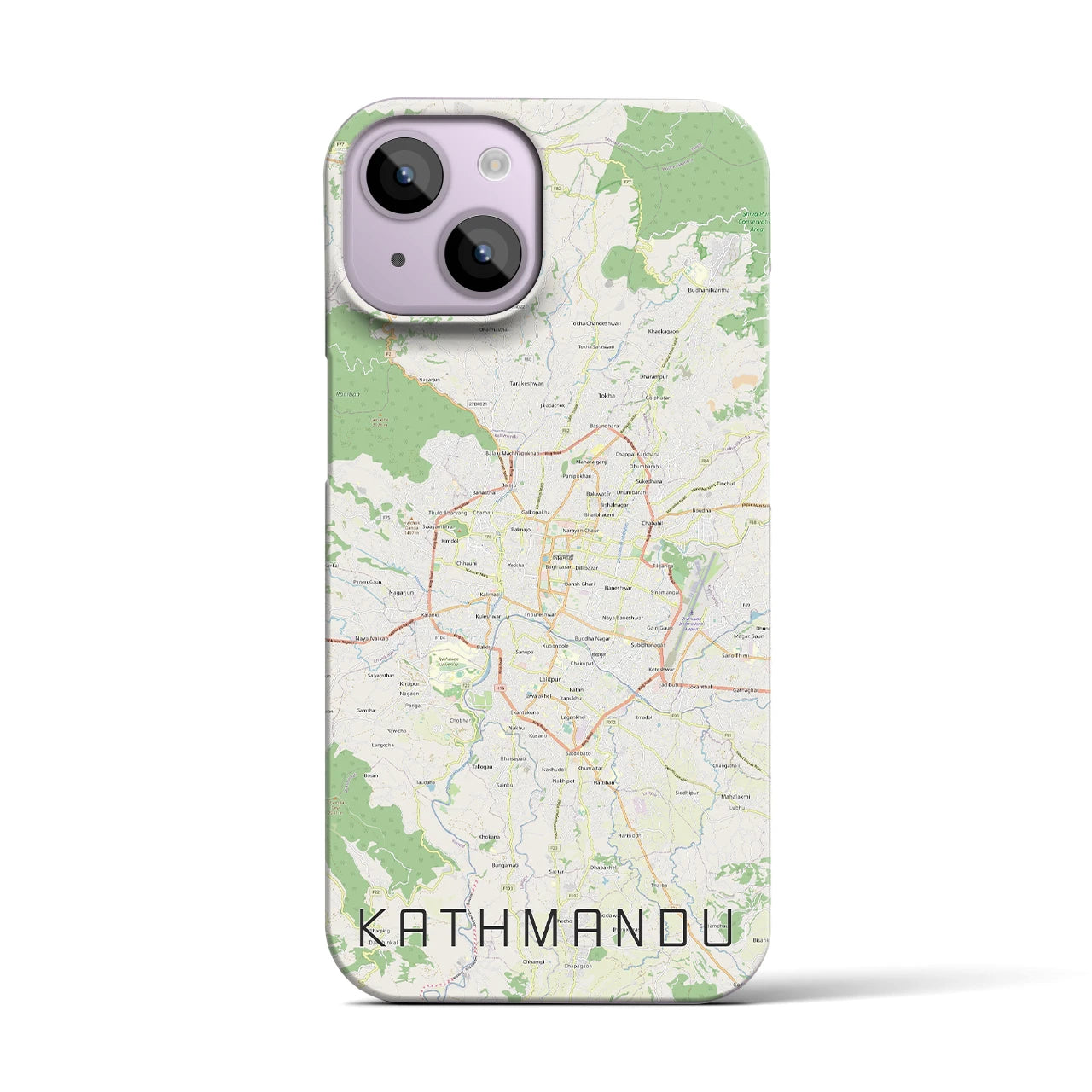 【カトマンズ】地図柄iPhoneケース（バックカバータイプ・ナチュラル）iPhone 14 用