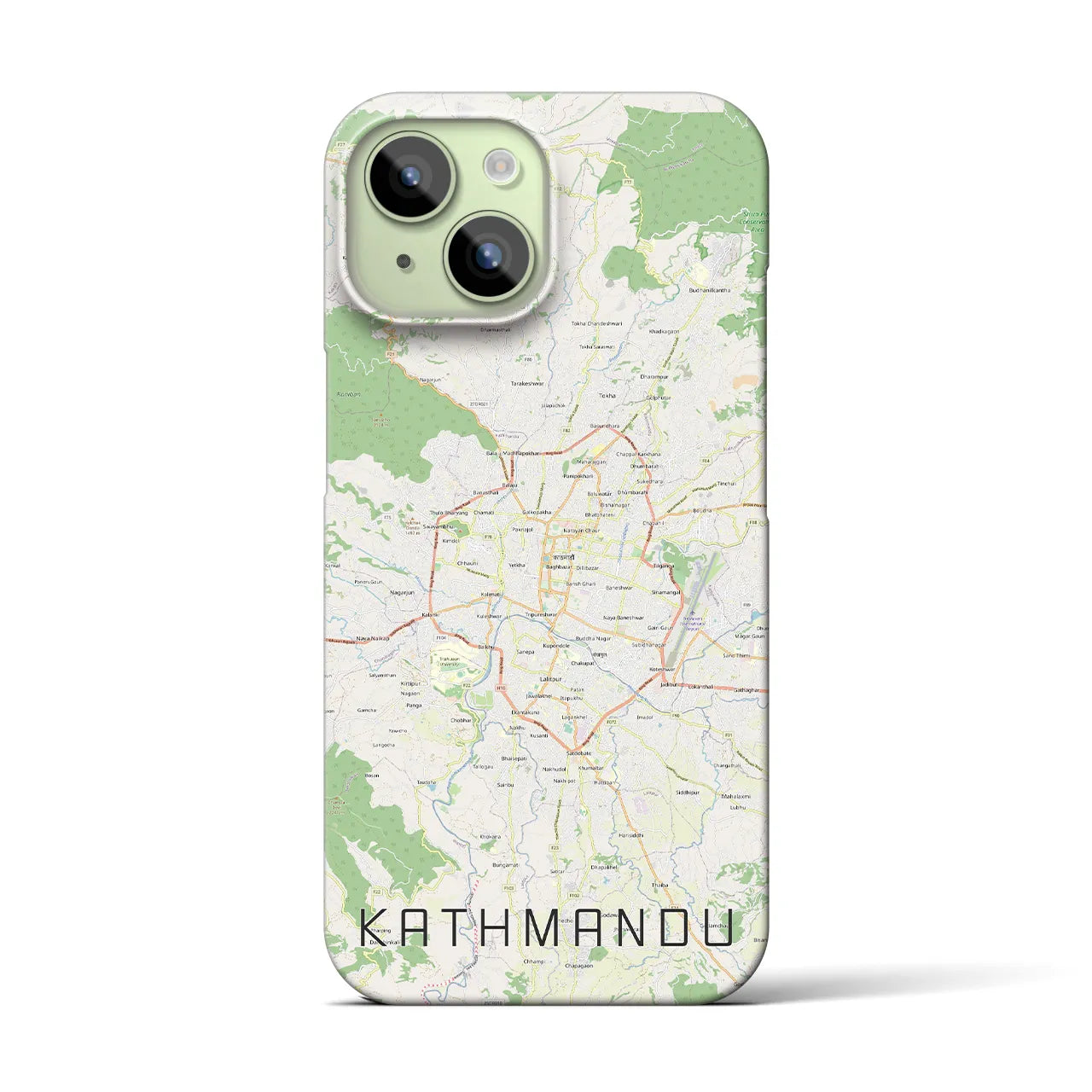 【カトマンズ】地図柄iPhoneケース（バックカバータイプ・ナチュラル）iPhone 15 用