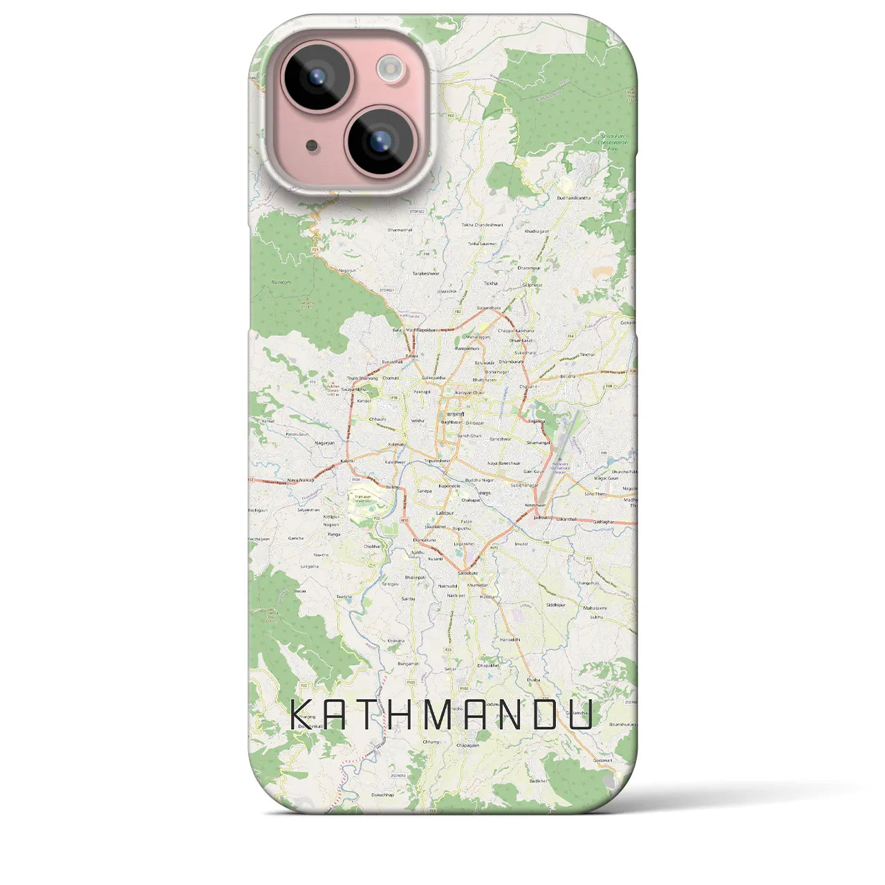 【カトマンズ】地図柄iPhoneケース（バックカバータイプ・ナチュラル）iPhone 15 Plus 用