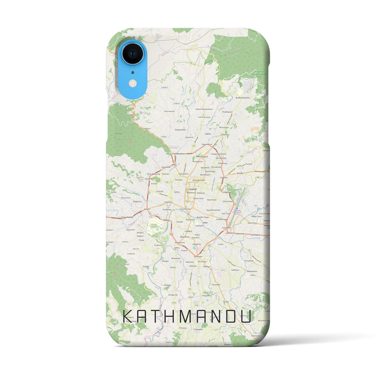 【カトマンズ】地図柄iPhoneケース（バックカバータイプ・ナチュラル）iPhone XR 用