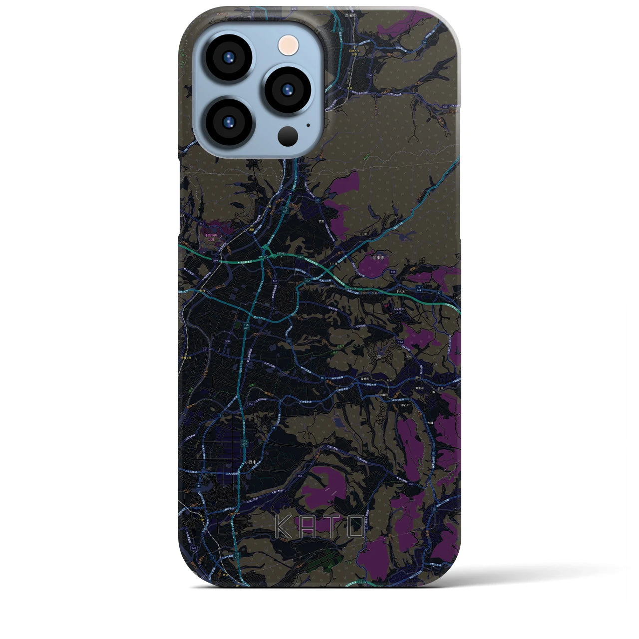 【加東】地図柄iPhoneケース（バックカバータイプ・ブラック）iPhone 13 Pro Max 用