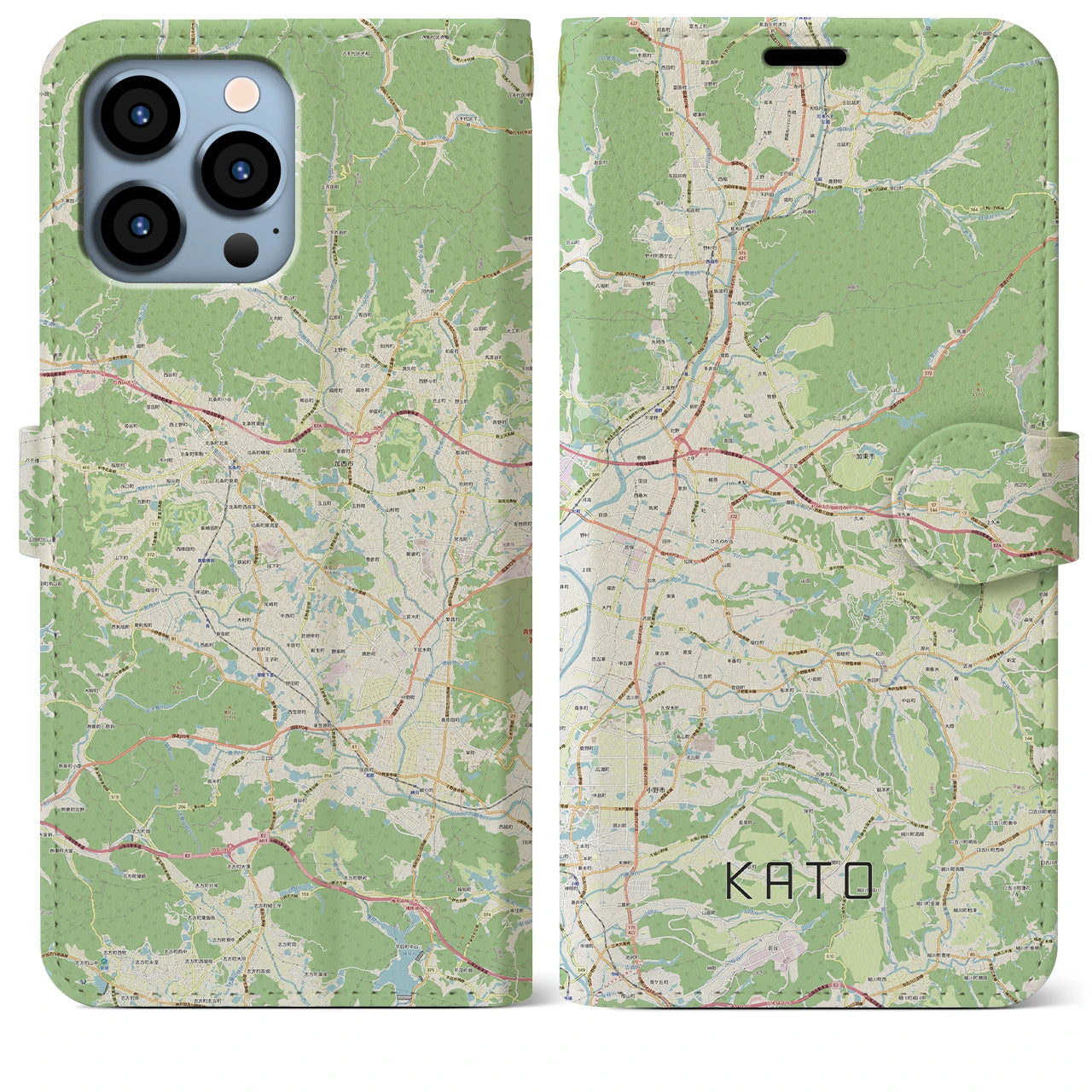 【加東】地図柄iPhoneケース（手帳両面タイプ・ナチュラル）iPhone 13 Pro Max 用