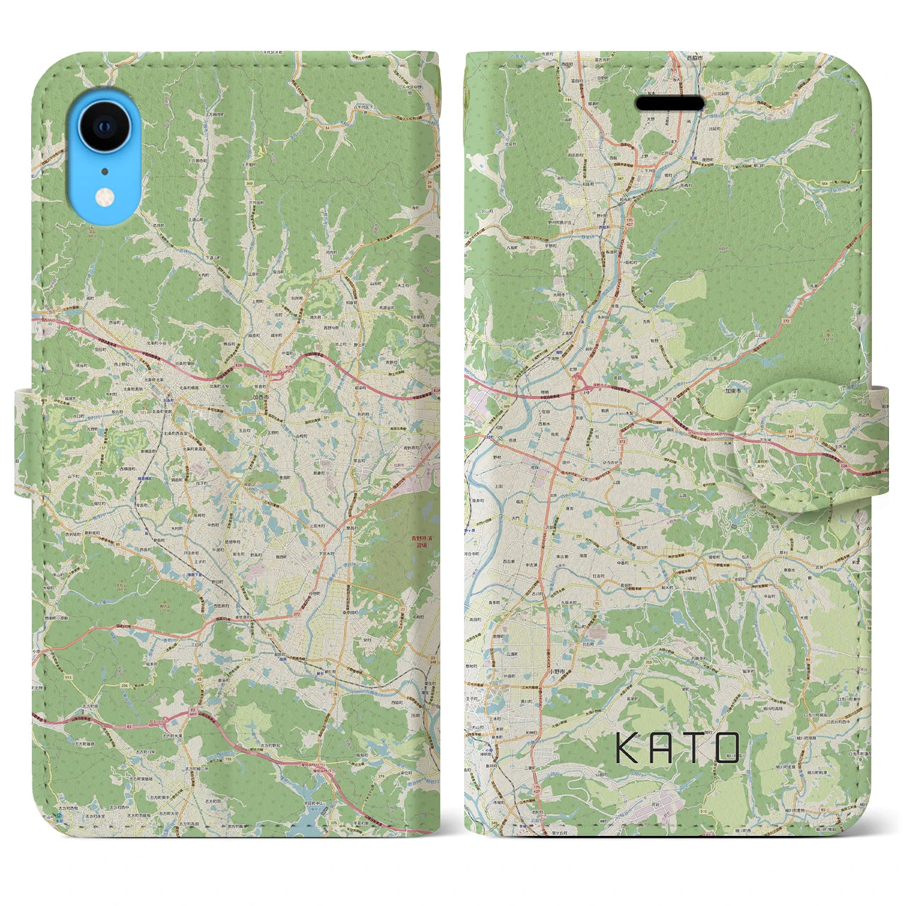 【加東】地図柄iPhoneケース（手帳両面タイプ・ナチュラル）iPhone XR 用