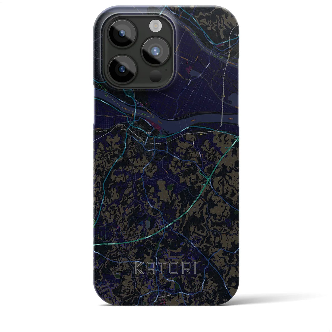 【香取】地図柄iPhoneケース（バックカバータイプ・ブラック）iPhone 15 Pro Max 用
