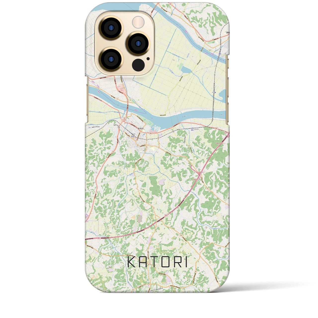 【香取】地図柄iPhoneケース（バックカバータイプ・ナチュラル）iPhone 12 Pro Max 用
