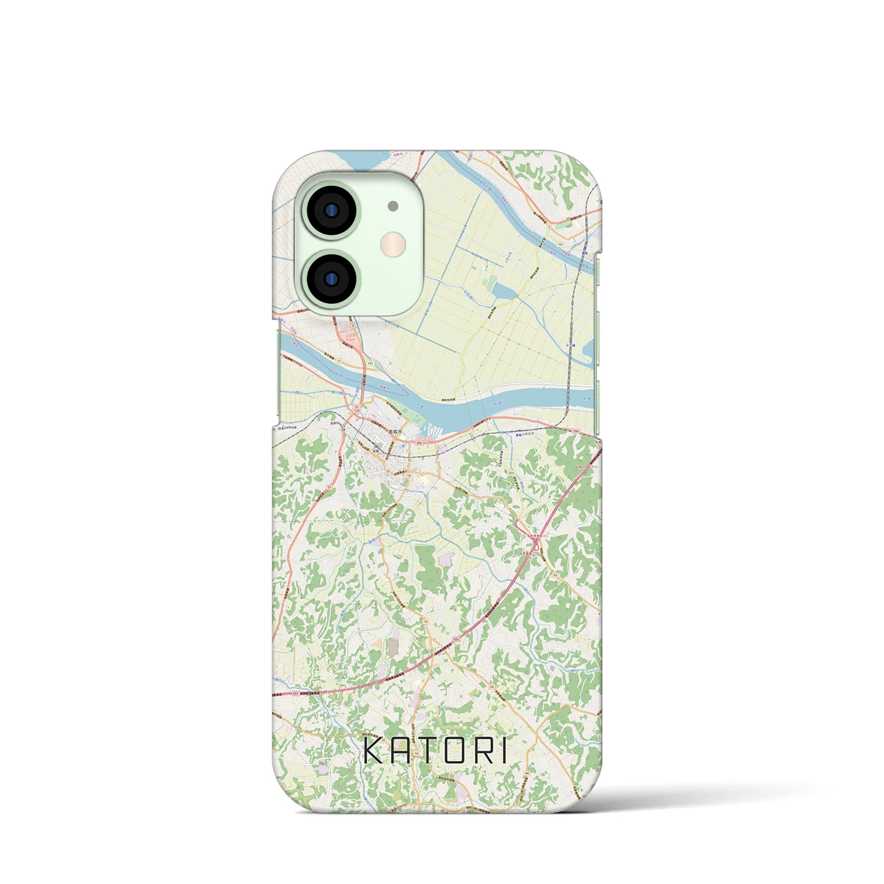 【香取】地図柄iPhoneケース（バックカバータイプ・ナチュラル）iPhone 12 mini 用