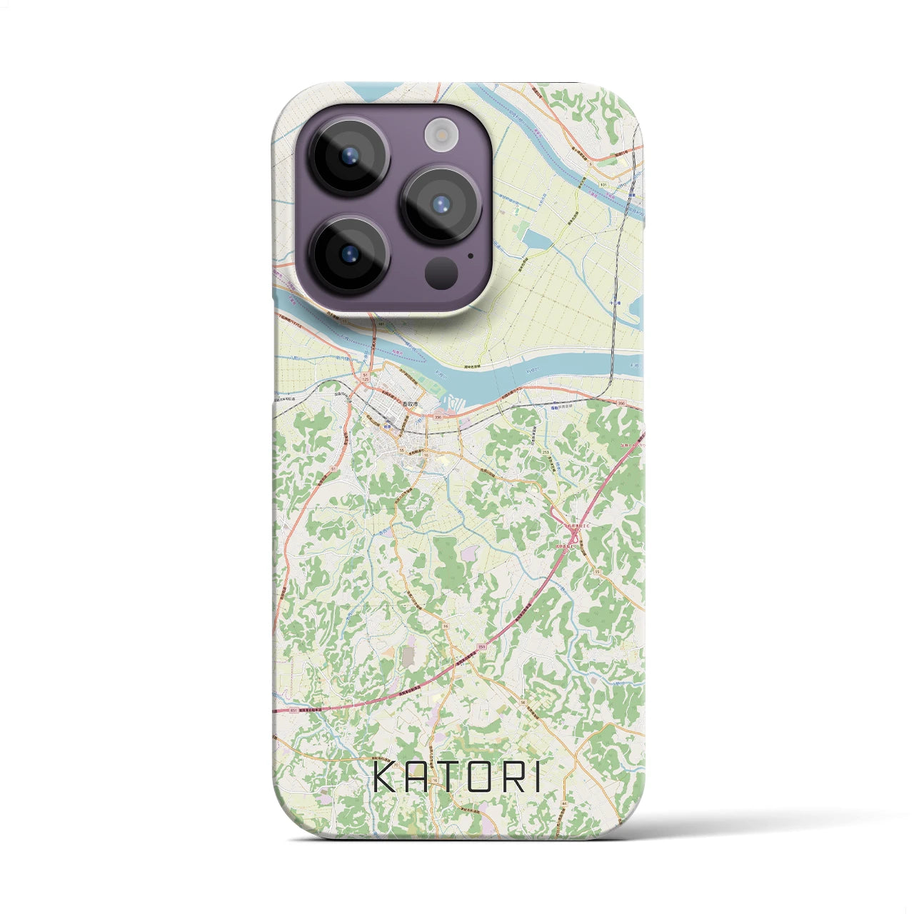 【香取】地図柄iPhoneケース（バックカバータイプ・ナチュラル）iPhone 14 Pro 用