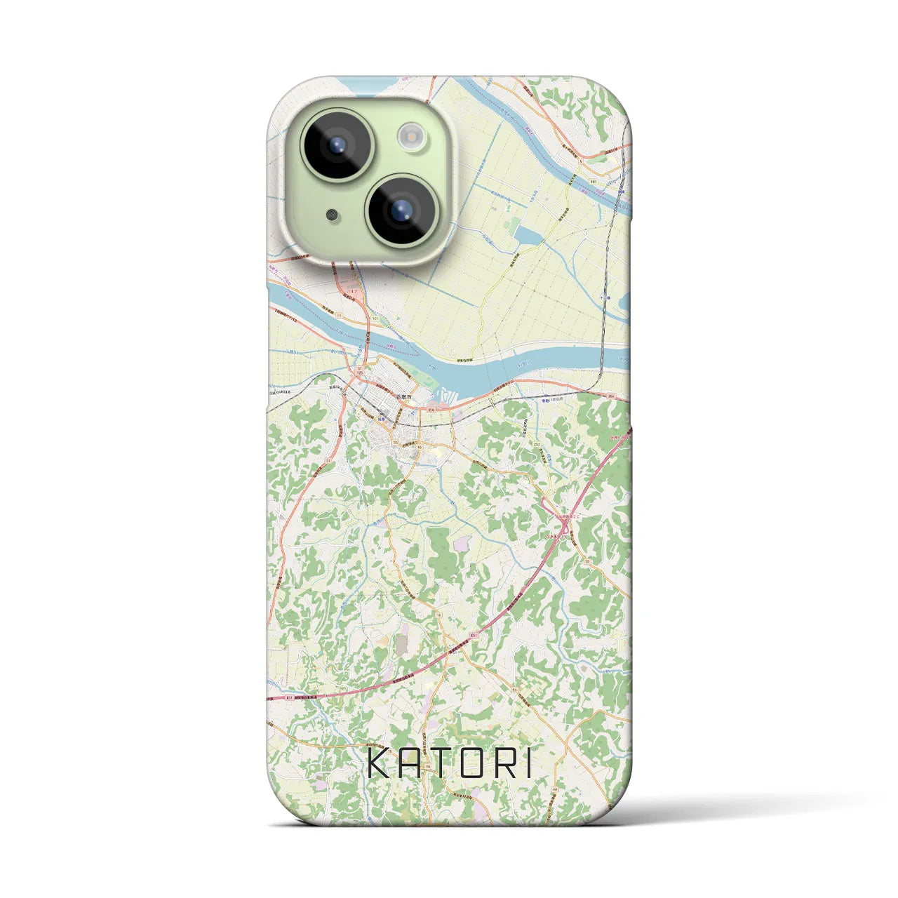 【香取】地図柄iPhoneケース（バックカバータイプ・ナチュラル）iPhone 15 用