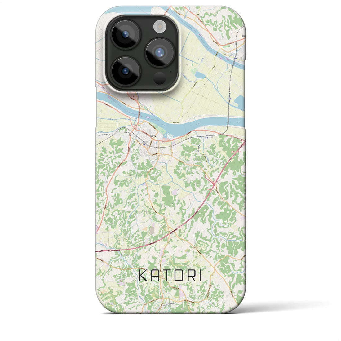 【香取】地図柄iPhoneケース（バックカバータイプ・ナチュラル）iPhone 15 Pro Max 用