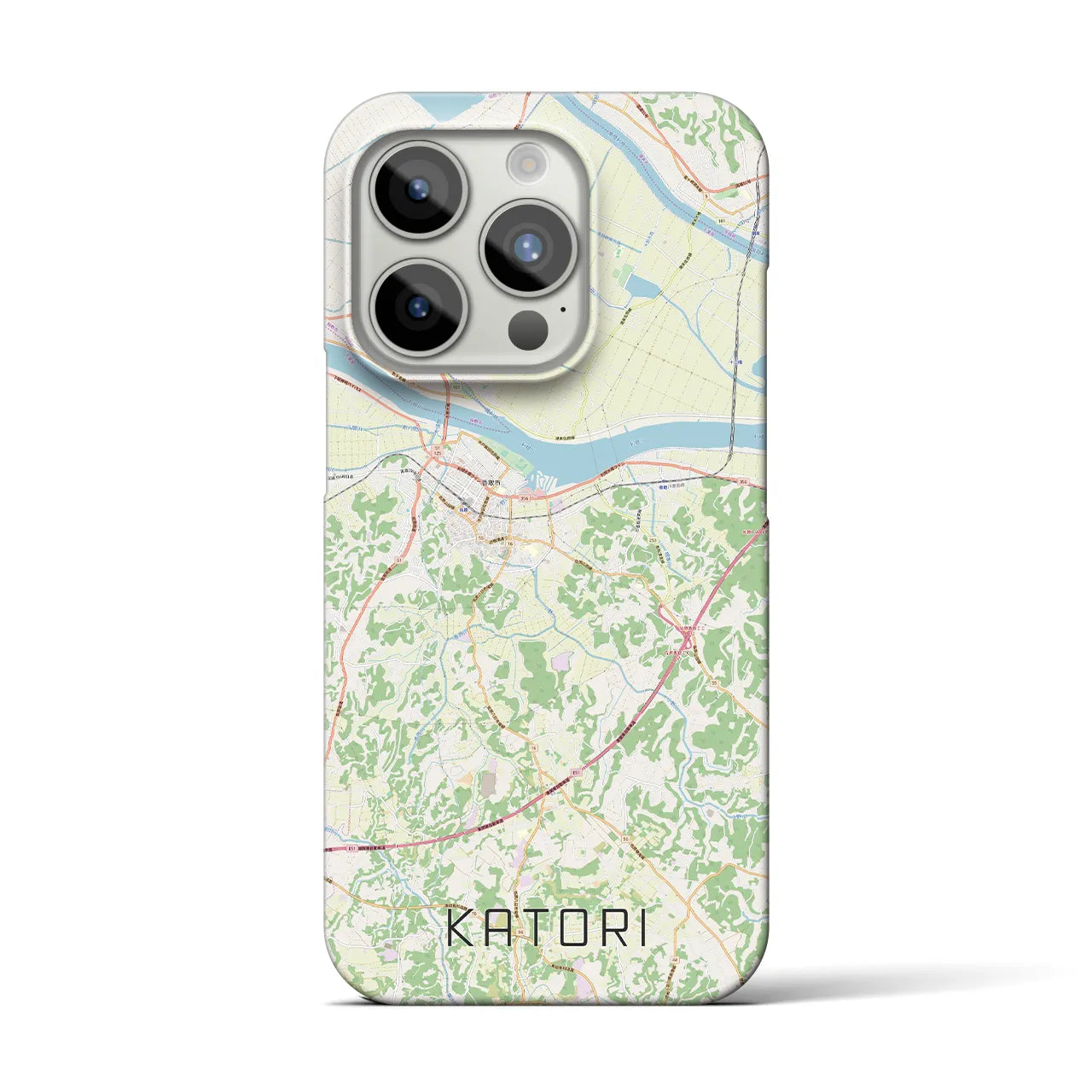 【香取】地図柄iPhoneケース（バックカバータイプ・ナチュラル）iPhone 15 Pro 用
