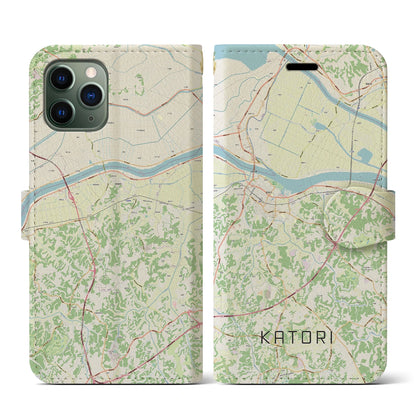 【香取（千葉県）】地図柄iPhoneケース（手帳タイプ）ナチュラル・iPhone 11 Pro 用
