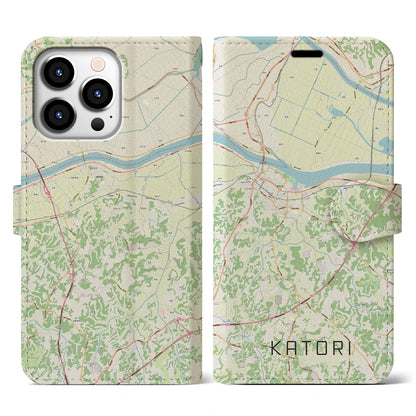 【香取（千葉県）】地図柄iPhoneケース（手帳タイプ）ナチュラル・iPhone 13 Pro 用