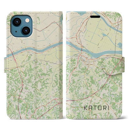 【香取（千葉県）】地図柄iPhoneケース（手帳タイプ）ナチュラル・iPhone 13 用