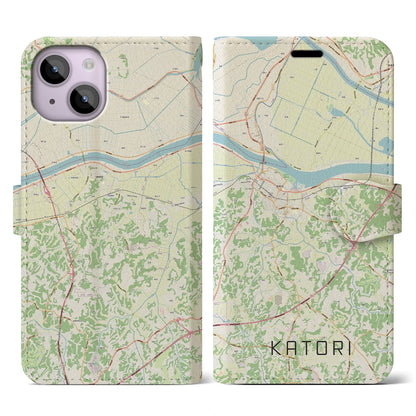 【香取（千葉県）】地図柄iPhoneケース（手帳タイプ）ナチュラル・iPhone 14 用