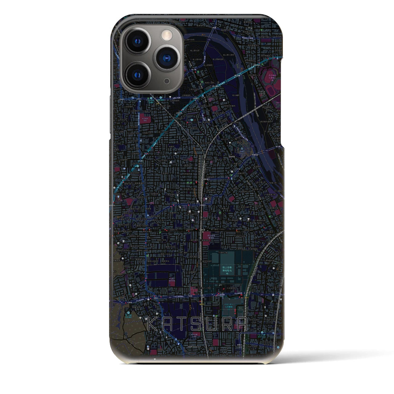 【桂】地図柄iPhoneケース（バックカバータイプ・ブラック）iPhone 11 Pro Max 用