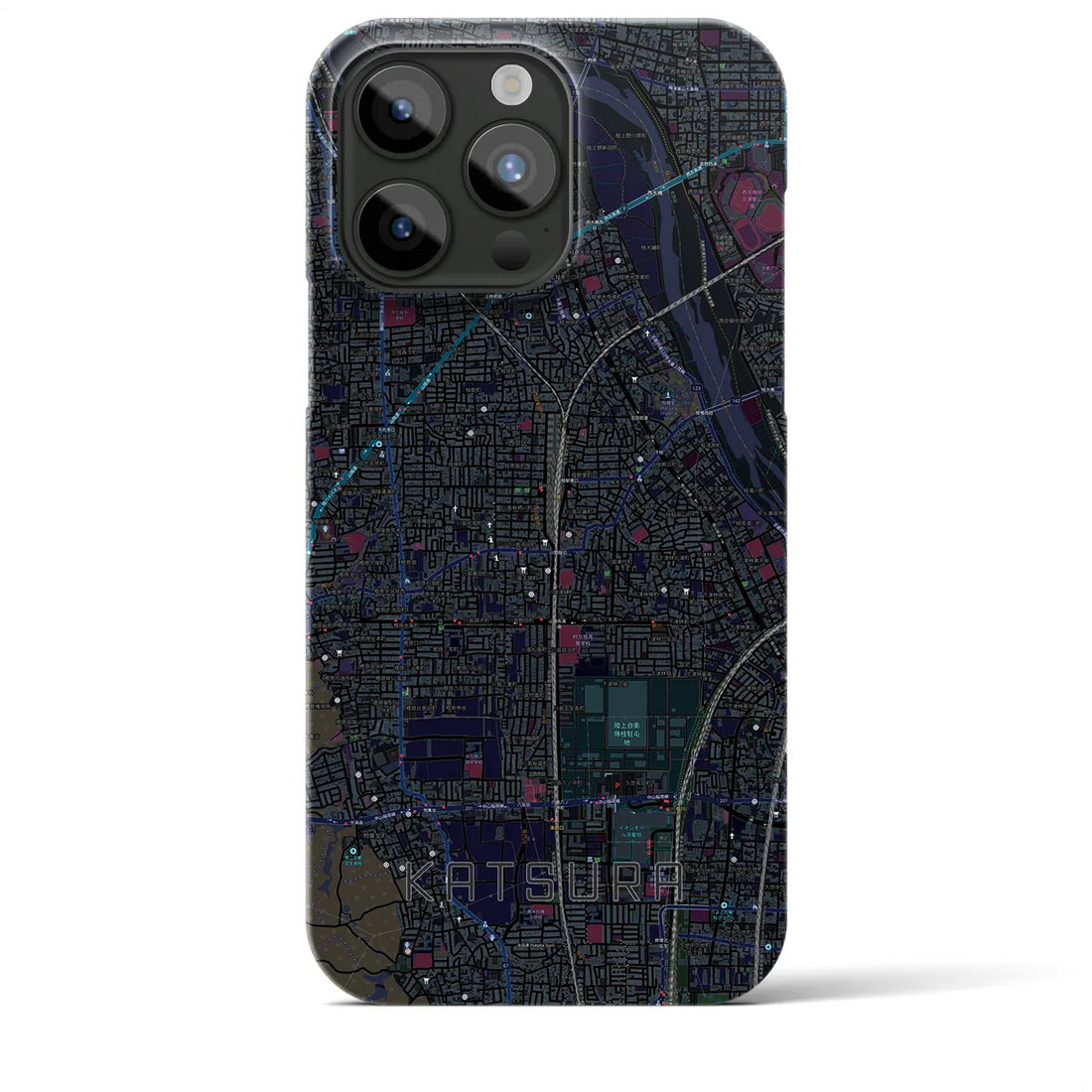 【桂】地図柄iPhoneケース（バックカバータイプ・ブラック）iPhone 15 Pro Max 用
