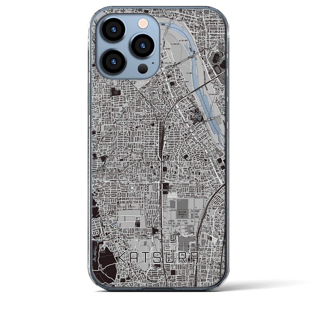 【桂】地図柄iPhoneケース（クリアタイプ・モノトーン）iPhone 13 Pro Max 用