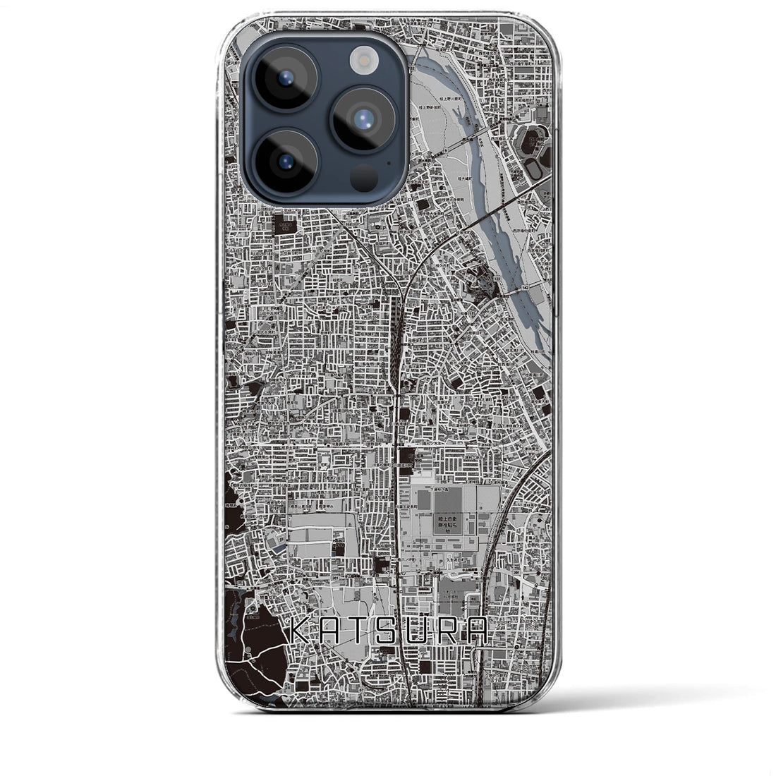 【桂】地図柄iPhoneケース（クリアタイプ・モノトーン）iPhone 15 Pro Max 用