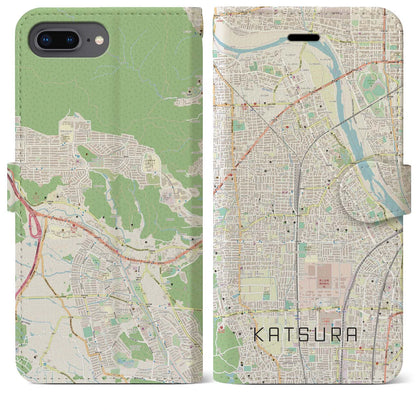 【桂（京都府）】地図柄iPhoneケース（手帳タイプ）ナチュラル・iPhone 8Plus /7Plus / 6sPlus / 6Plus 用