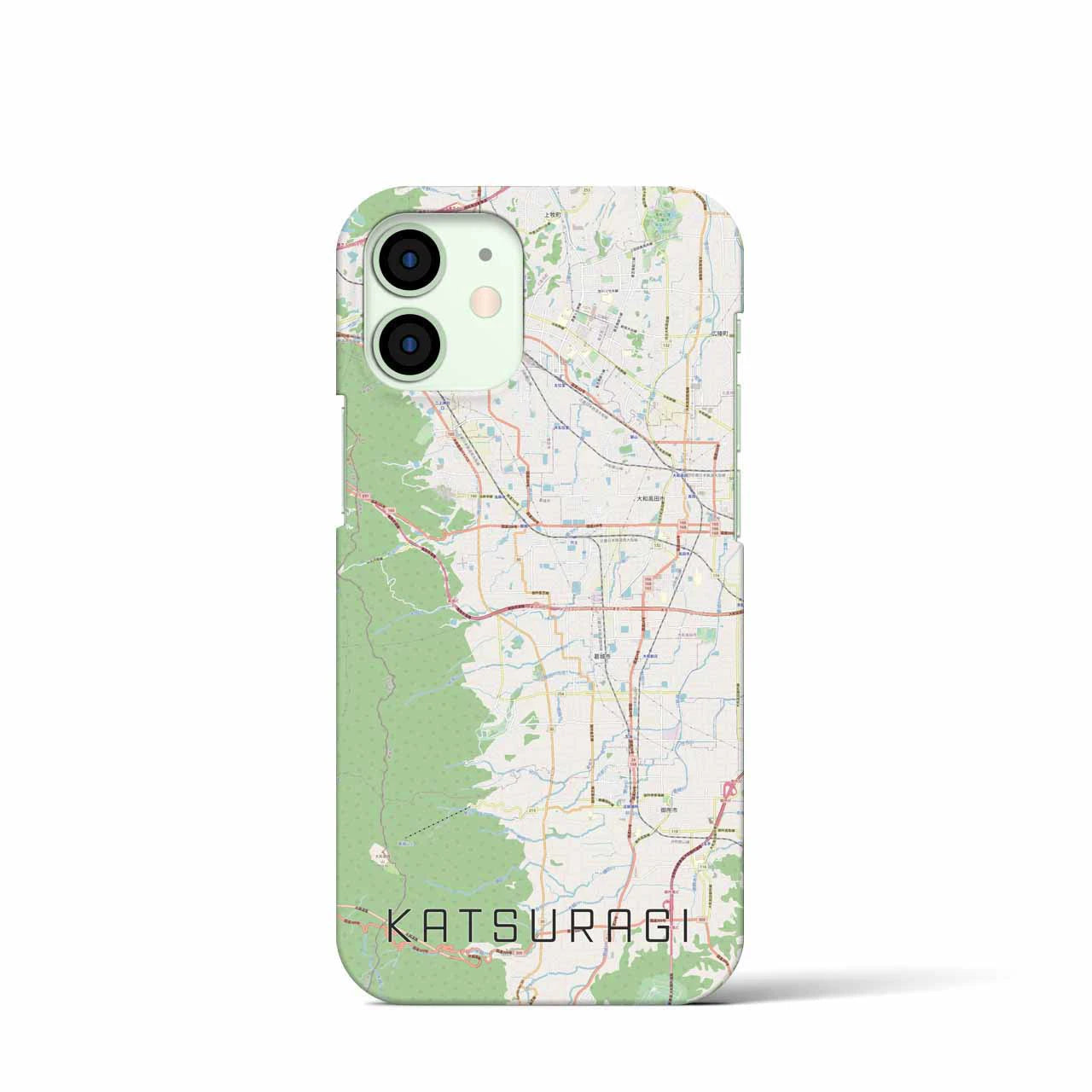 【葛城】地図柄iPhoneケース（バックカバータイプ・ナチュラル）iPhone 12 mini 用