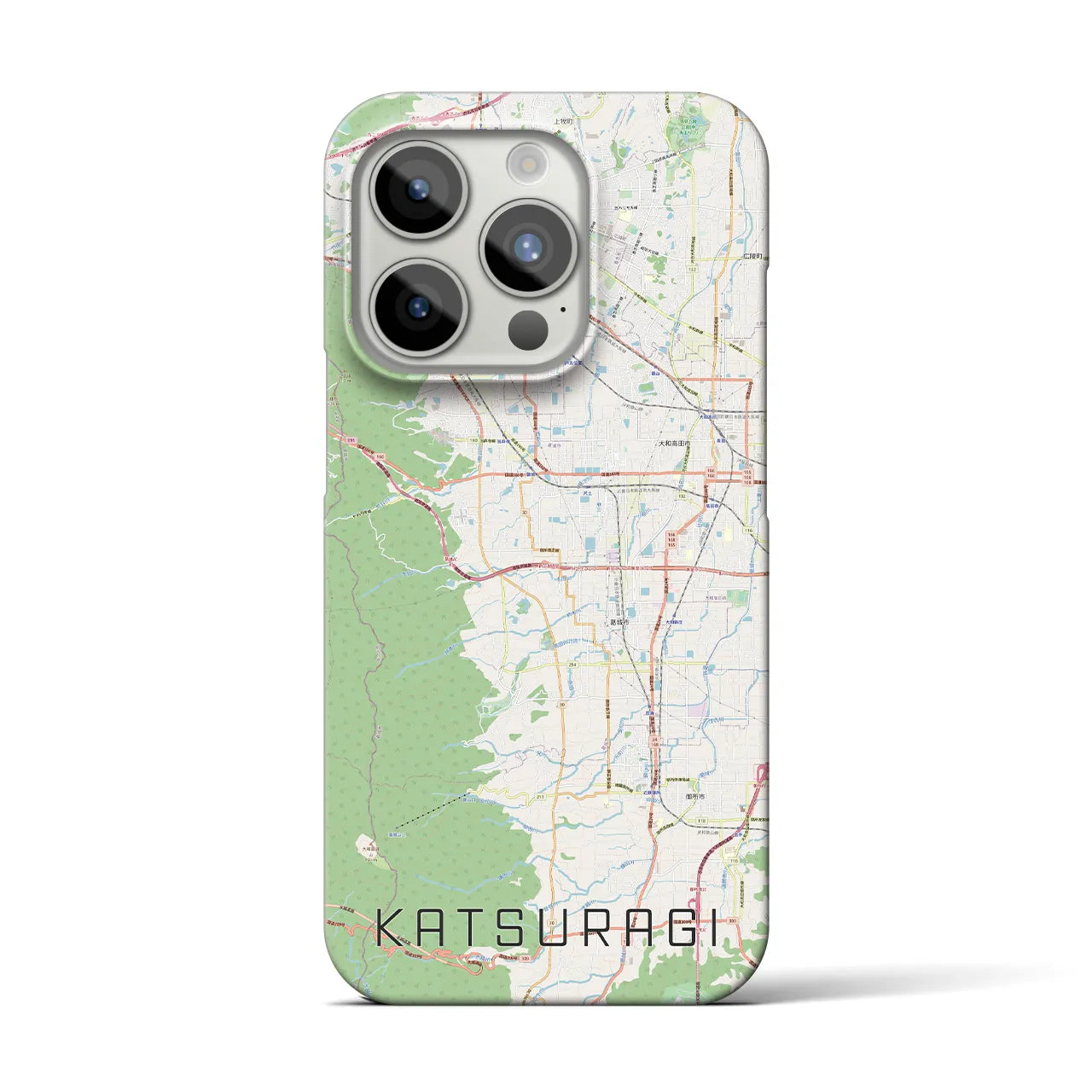 【葛城】地図柄iPhoneケース（バックカバータイプ・ナチュラル）iPhone 15 Pro 用