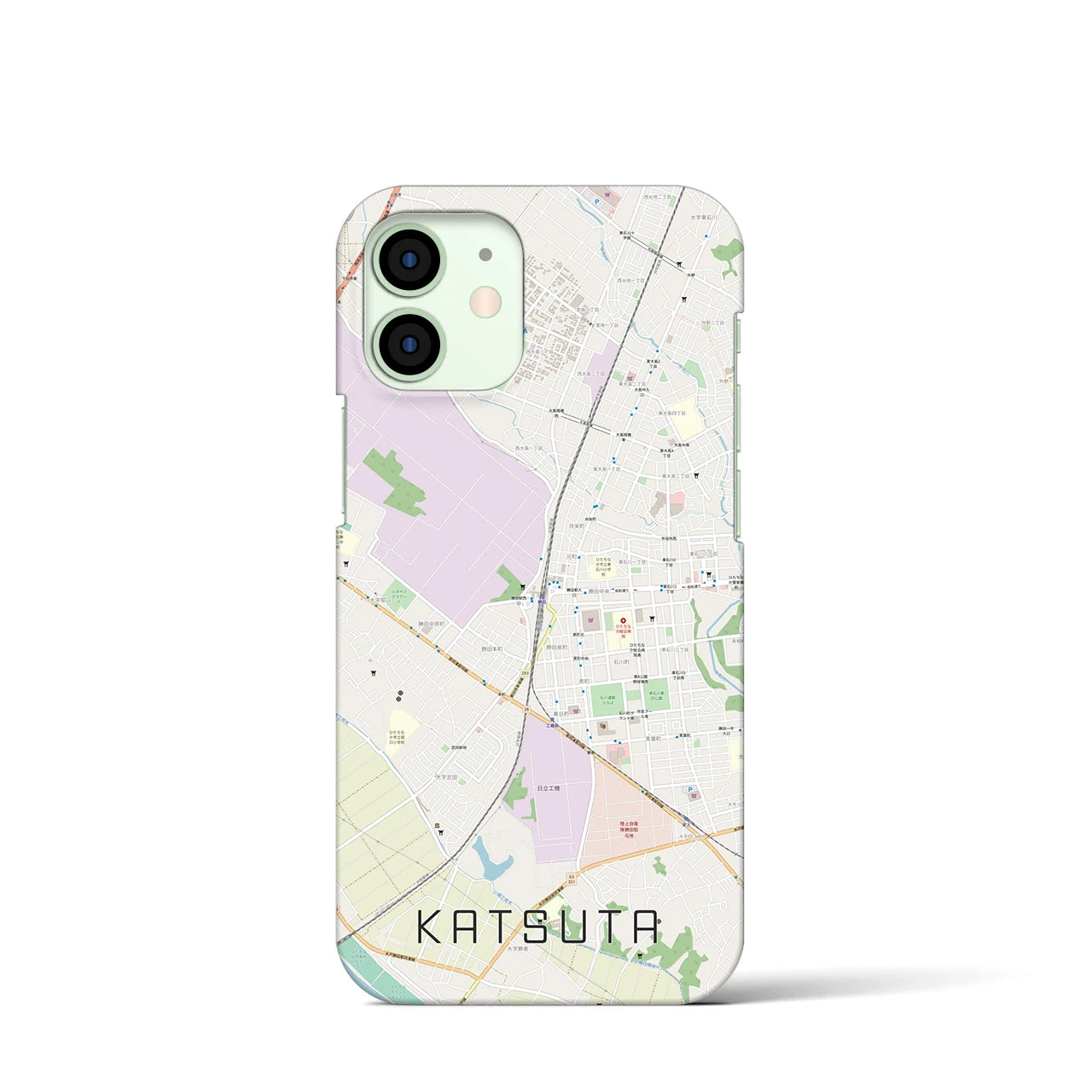 【勝田】地図柄iPhoneケース（バックカバータイプ・ナチュラル）iPhone 12 mini 用